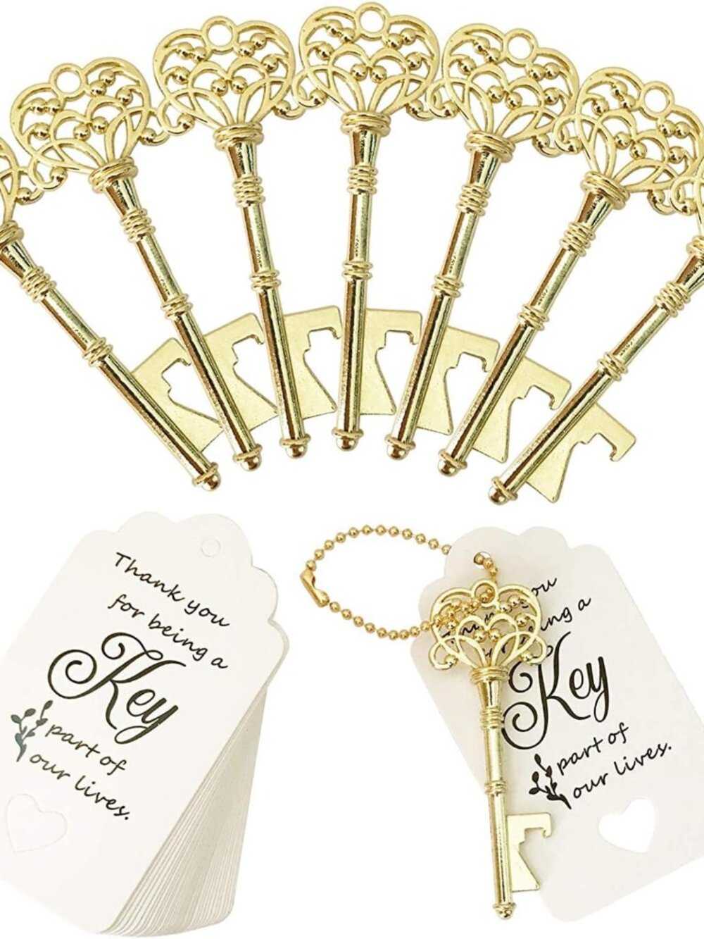 100 PCS Key Bottle Openers,Vintage Skeleton Key Bottle Opener,Wedding Favors Bot